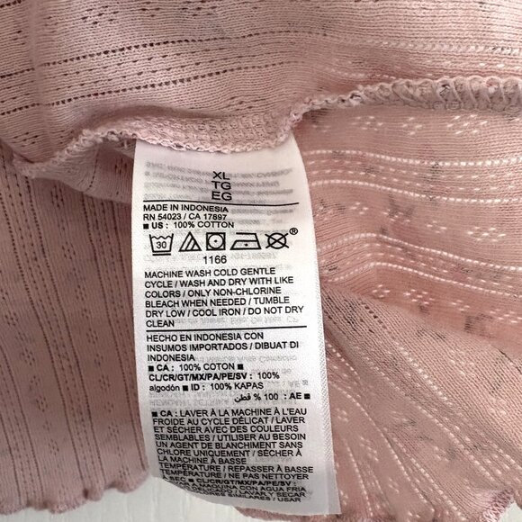 Old Navy Pointelle Henley Tank Top Cropped Cami Pajama Sleeveless Pink Floral - Picture 6 of 6